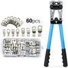 Cable Lug Crimping Tool For Heavy Duty Wire Lugs Battery Terminal Copper Lugs 60pcs Copper Ring Terminals With Pliers XYZ