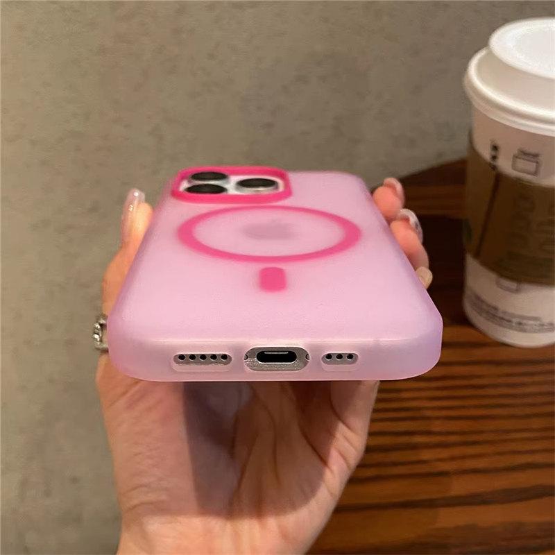 Матовый прозрачный чехол Candy Magnetic Wireless Charge для iPhone 16 15 Pro Max 14 Plus 13 12 для Magsafe Shockproof Hard Cover