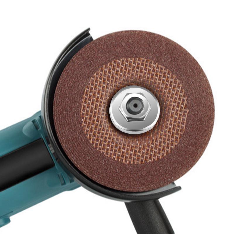 Тип 100 Серебристая угловая шлифмашина Прижимная пластина с модифицированной прижимной крышкой и шестигранной гайкой для инструментов с шлифовальным кругом.