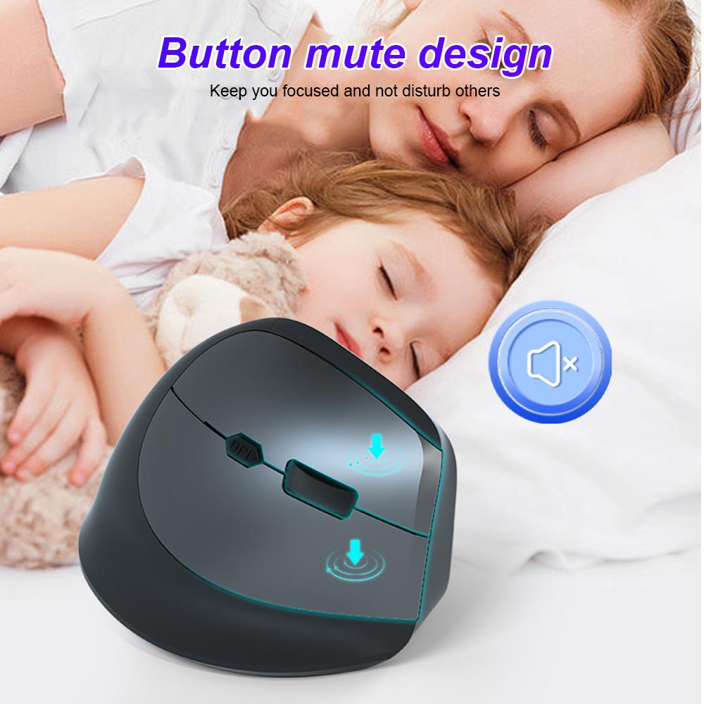 Беспроводная Bluetooth-мышь 2.4G эргономичная мышь 1600DPI 6 кнопок бесшумная перезаряжаемая мышь с USB-приемником для ПК ноутбука