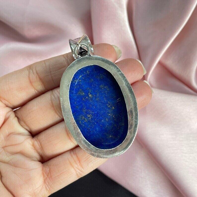 Подвеска из лазурита с серебряным ожерельем-цепочкой из стерлингового серебра 925 пробы