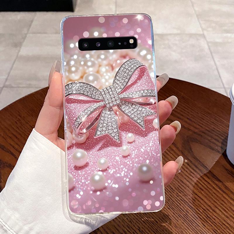 Гелевый чехол для Samsung Galaxy S10 5G SM-G977B Fundas Прозрачный силиконовый мягкий ТПУ задняя крышка Милый кошка кролик сердце Защитный чехол