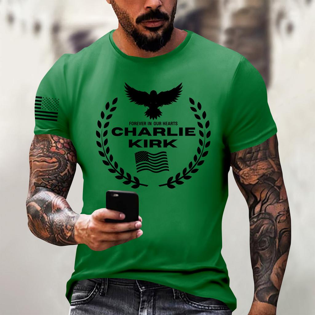 Fashionable Round Neck Short Sleeve Work Clothes Printed Tops For Mens Summer Tops