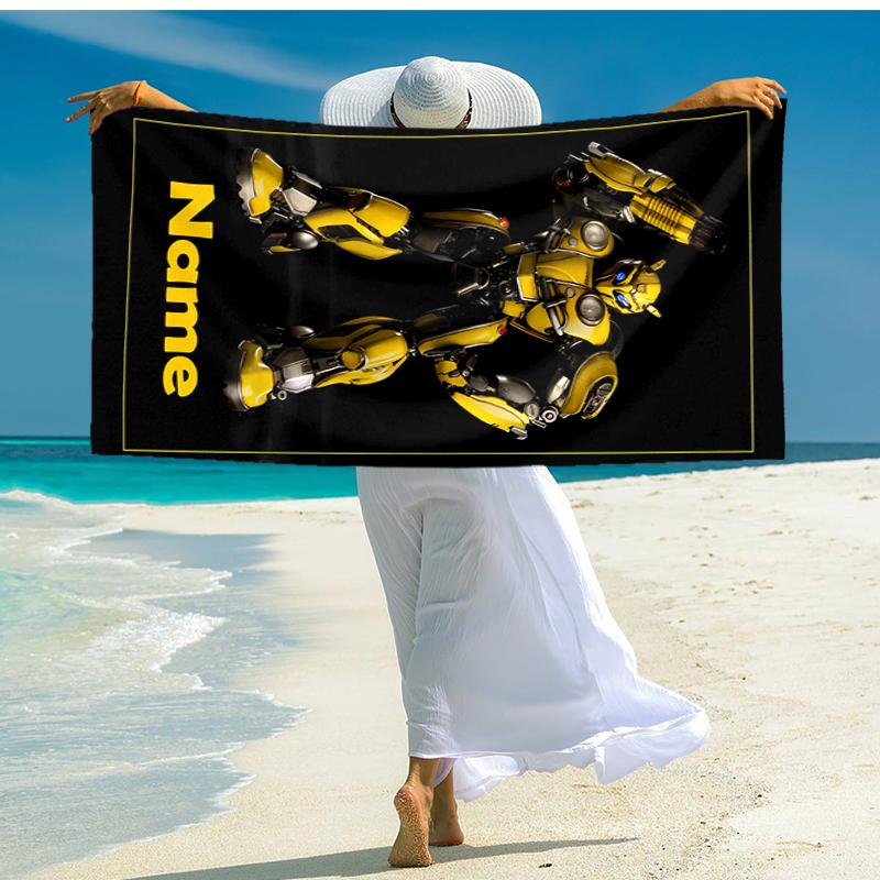 Personalized customized proof beach towel with Bumblebee pattern - soft, absorbent, quick-drying, perfect swimming, camping&bathing