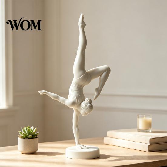 Versatile White Table Decor 3D Printed Rhythmic Gymnastics Figurine, Modern Minimalist Art Sculpture, Elegant Interior Design Accents Handstand Ballet