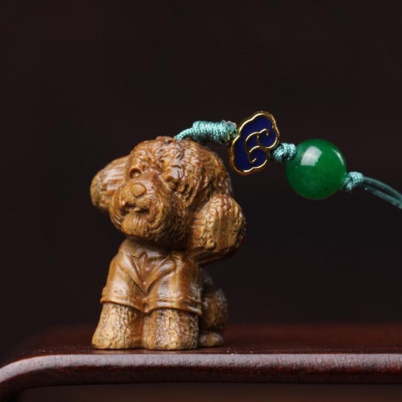 Twelve Zodiac Animal Charms Green Sandalwood Set: Rat, Ox, Tiger, Rabbit, Dragon, Snake, Horse, Sheep, Monkey, Rooster, Dog, Pig.