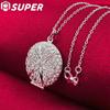 925 Sterling Silver Photo Frame Pendant Necklace Jewelry