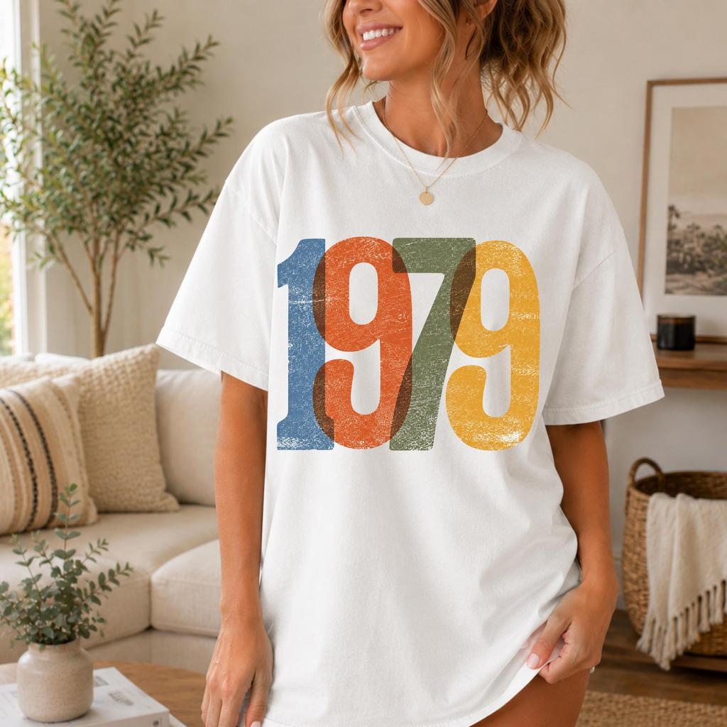 1979 Retro Number Shirt, Vintage 1979 Graphic Tee, Comfort Colors Retro Seventies Tee, Unisex Vintage Shirt