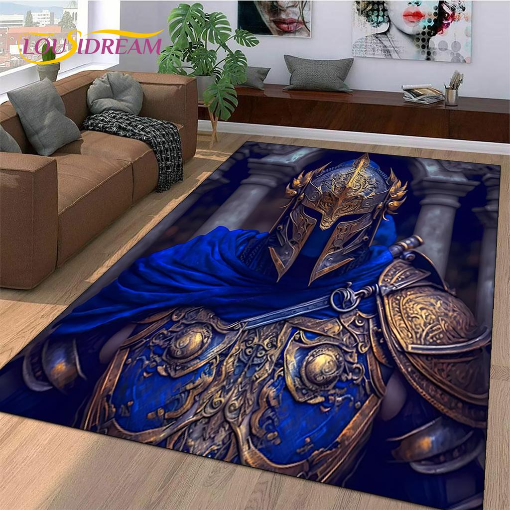 Knight Templar Cavalier Crusaders Cartoon Rug Carpet for Living Room Bedroom Decor,Non-slip Decoration for Sofa Doormat Gift Kid