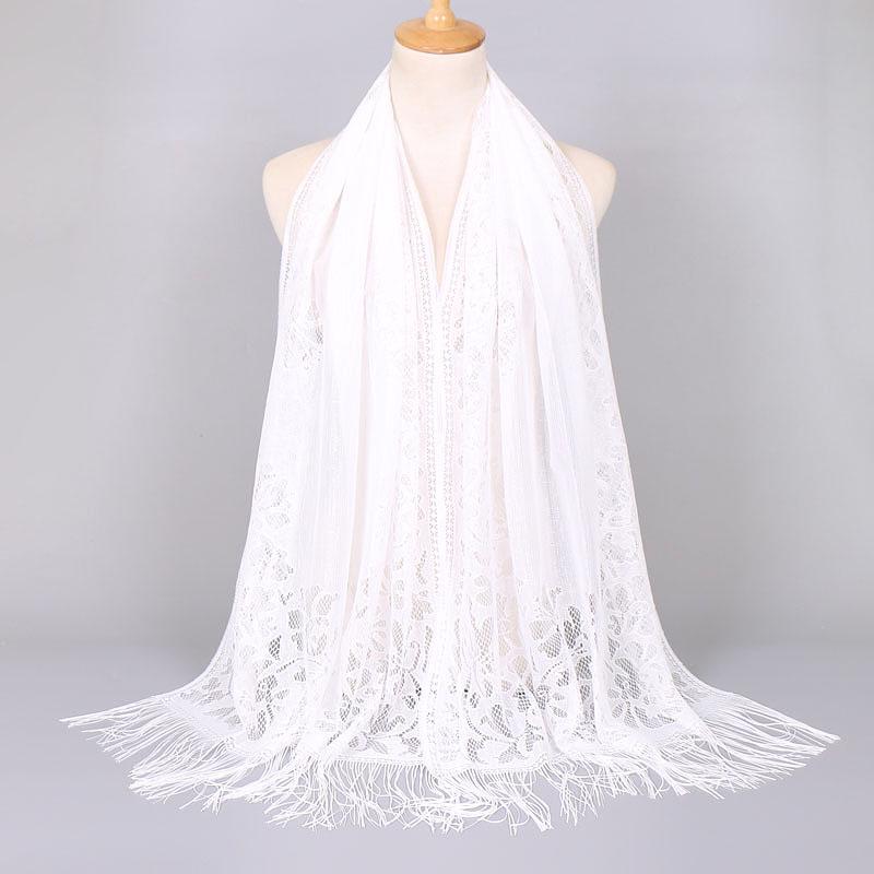 Elegant Lace Scarf for Women Tassel Trimmed Summer Sunscreen Shawl Lightweight Party Wedding Poncho Boho Chic Beach Cover Up