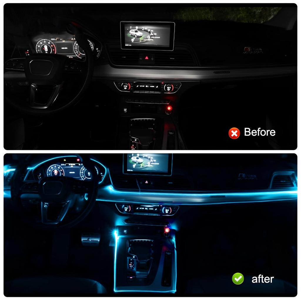 Car Interior Strip Light 4m 12V Remote Control Auto Inside Ambient Light 7Color LED RGB Dash Light Waterproof Car USB Neon Light