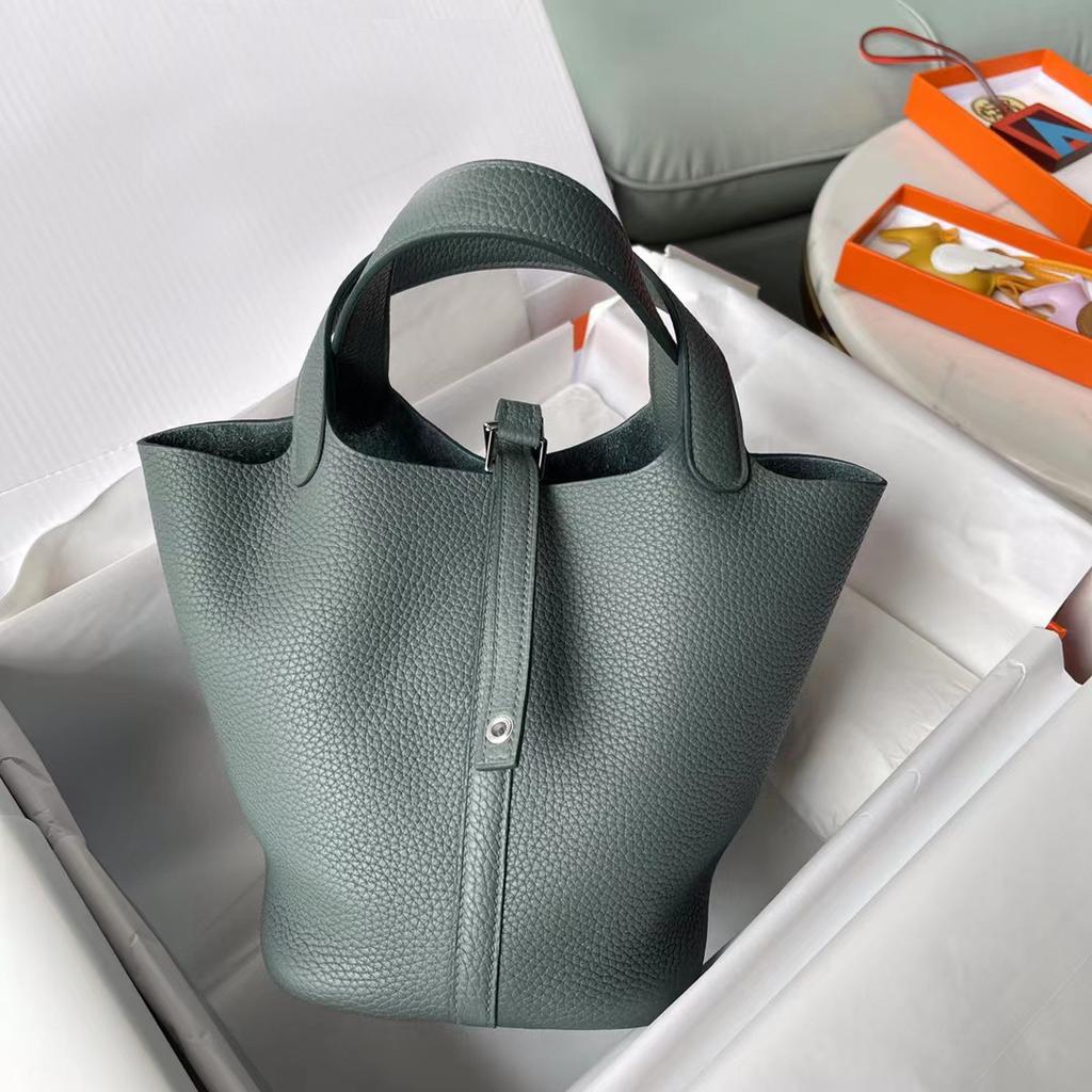 Корзина для овощей из воловьей кожи, сшитая вручную вощеной нитью для детей, обернутая в натуральную кожу с узором личи, сумка-ведро для воды для женщин