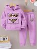 TZWYFall/Winter new casual comfort warm girl's print warm lining hoodie and sweatpants set
