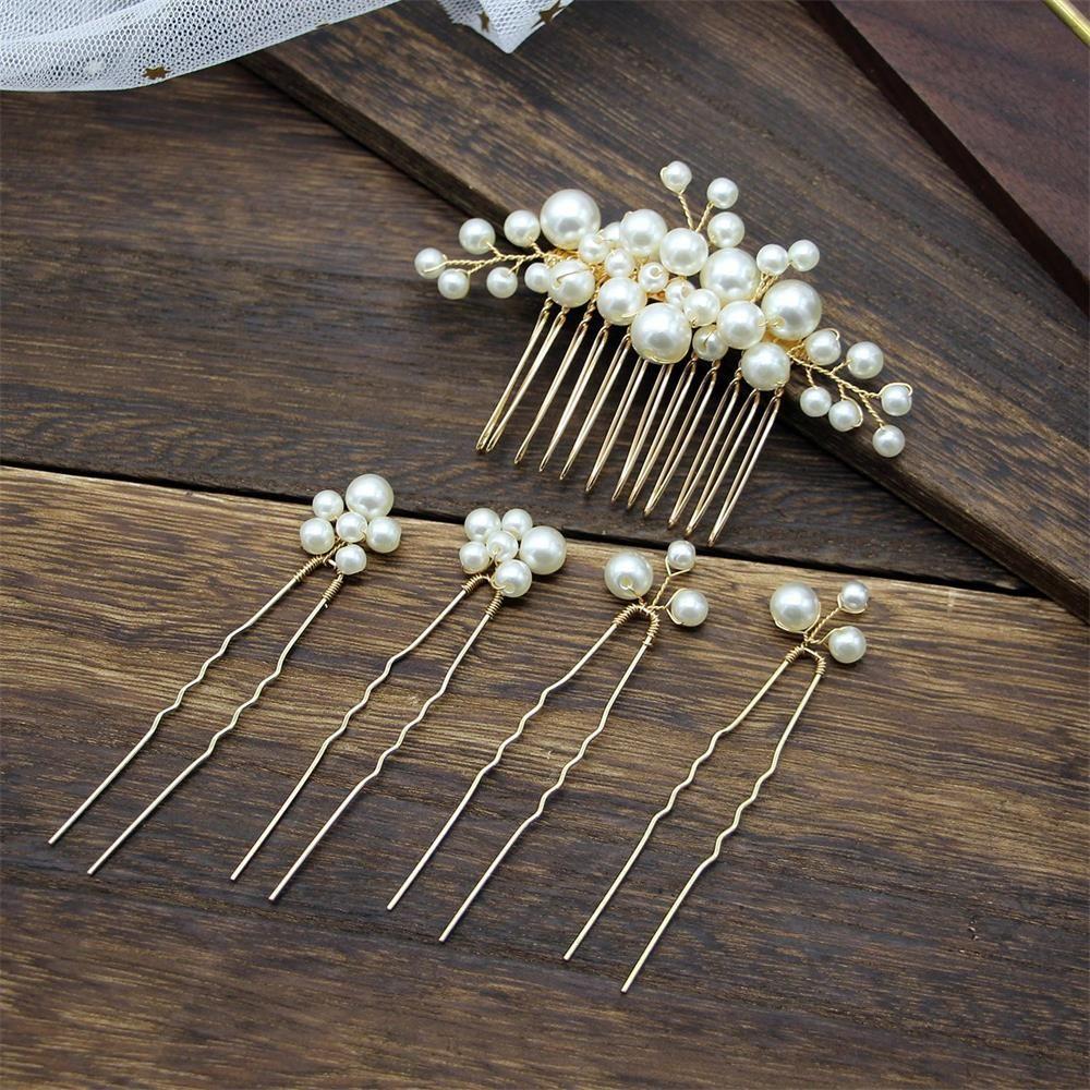 Женские украшения для волос Гребень для волос Ручная работа Жемчужная заколка Невеста Заколка Свадебное украшение для головы Аксессуар для волос
