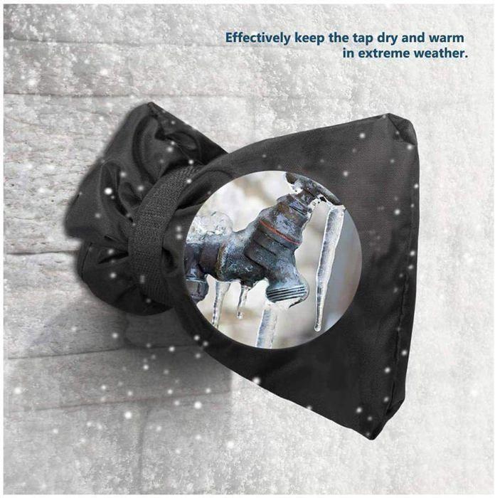 Lot de 2 couvre-robinets extérieurs épais - pour isolation thermique et protection contre le gel - pour l'hiver - Noir
