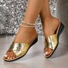 2025 Women's Wedge Sandals Summer Beach Slippers Rhinestone Bling Plus Size 36-43 Wide Width Comfortable Casual Shoes Hot Sale