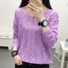 NaVaVa Nk1988 Simple Punching Thin Long SleeVe V Neck Knit Top