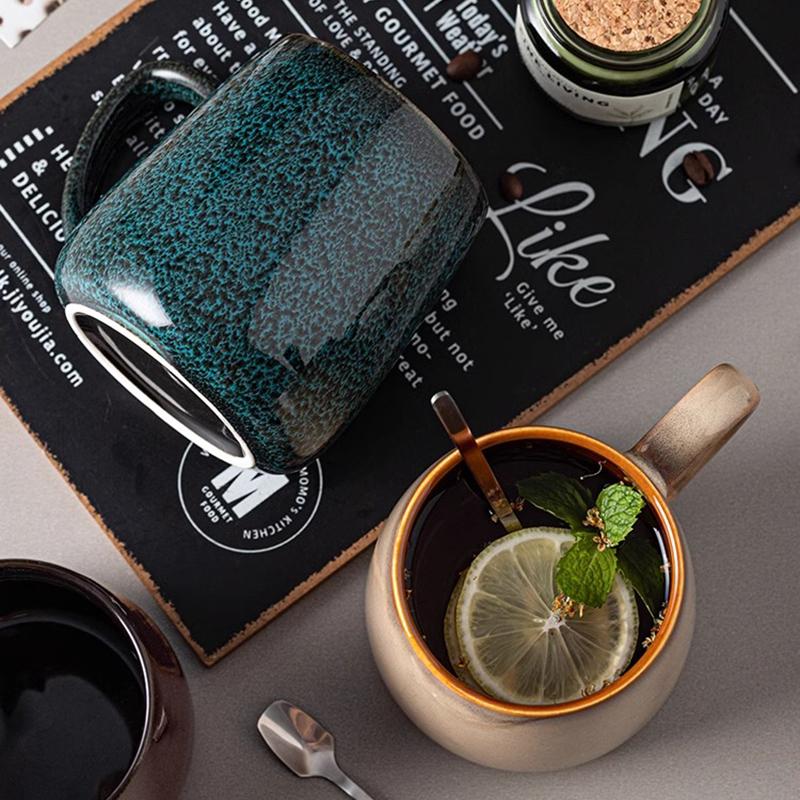 Kiln Change Ceramic Mug Large Capacity Breakfast Oats Cup Milk Cup Office Coffee Mug Tea Cup Water Cups Household Drinkware