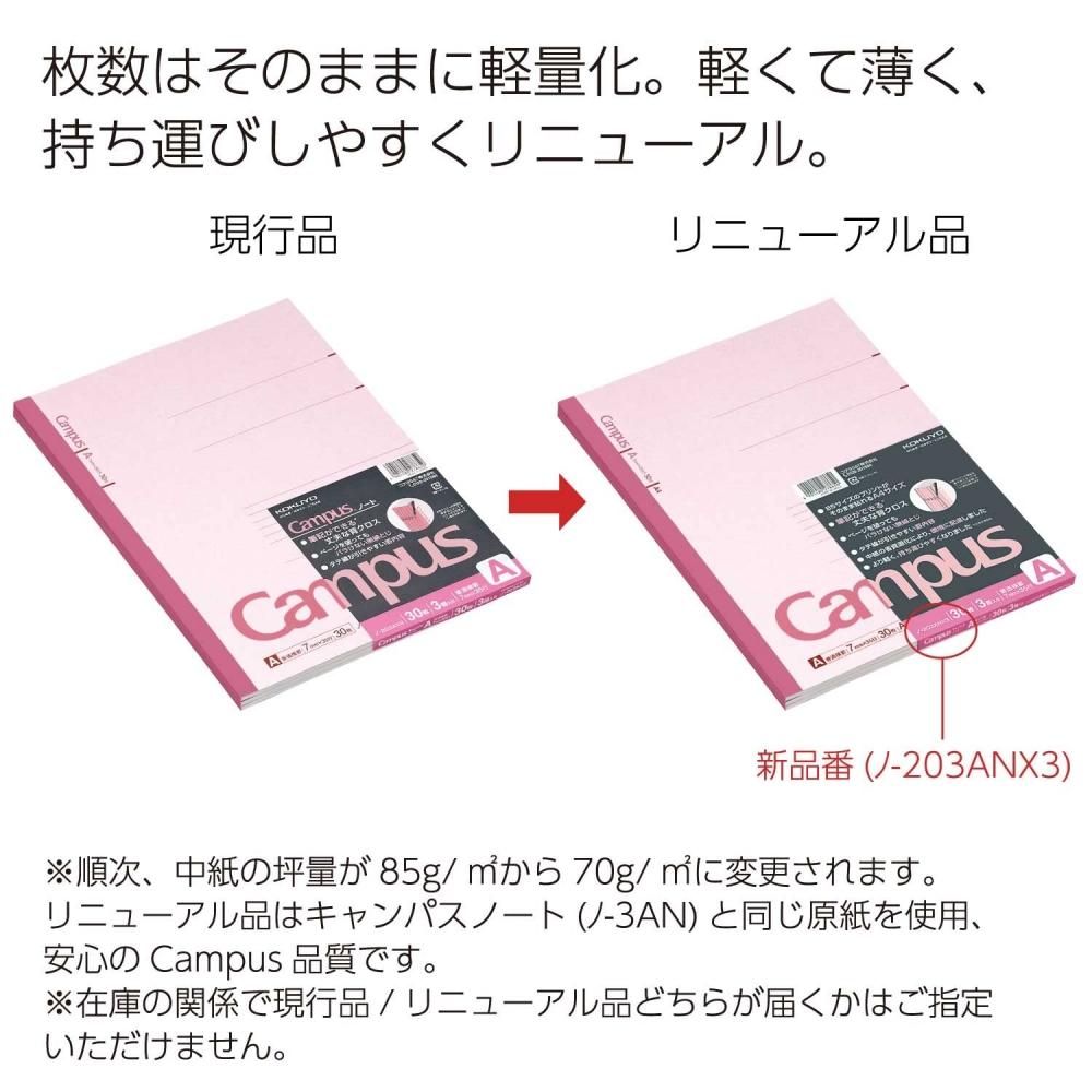 KOKUYO Note Campus Note A4 A-line, 3 книги в упаковке № 203ANX3