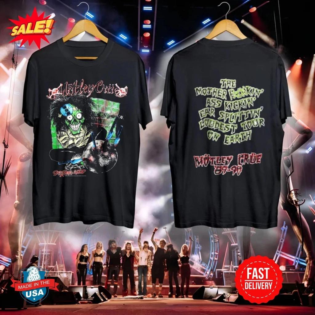 Hot 80s Motley Crue Dr Feelgood Tour Band Retro 2 Side Black Unisex Shirt
