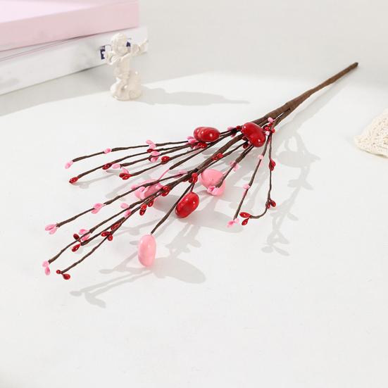 Искусственный стебель цветка тюльпана, ягодные пики в форме сердца для Дня святого Валентина, годовщины, цветочных букетов, свадьбы, домашнего декора