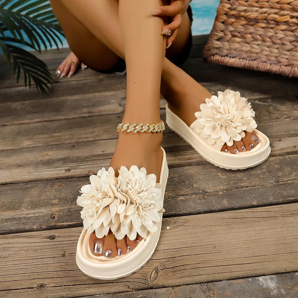 Fashion Women Slippers Summer Fashion 2025 Summer Wedge Sandals Trend Anti-slip Comfortable Slippers Slides Women Flowers Designer Shoes