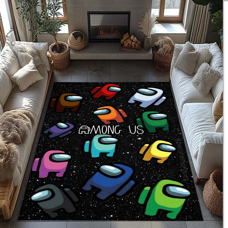 Among Us Crystal Velvet Rug, Soft Anti‑Slip Crystal Velvet Carpet for Living Room Bedroom Home Decor