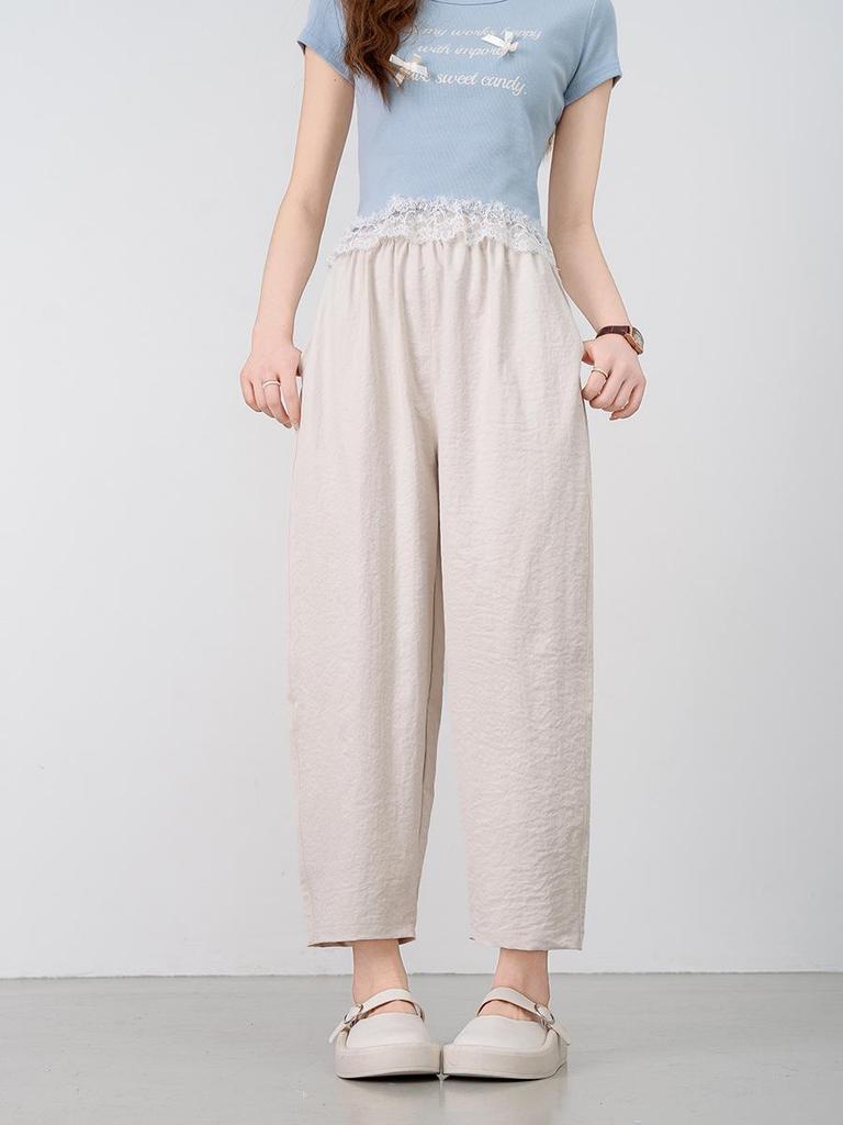 Летние брюки гарем с высокой талией и эффектом похудения: Модный, Легкий, Свободного кроя