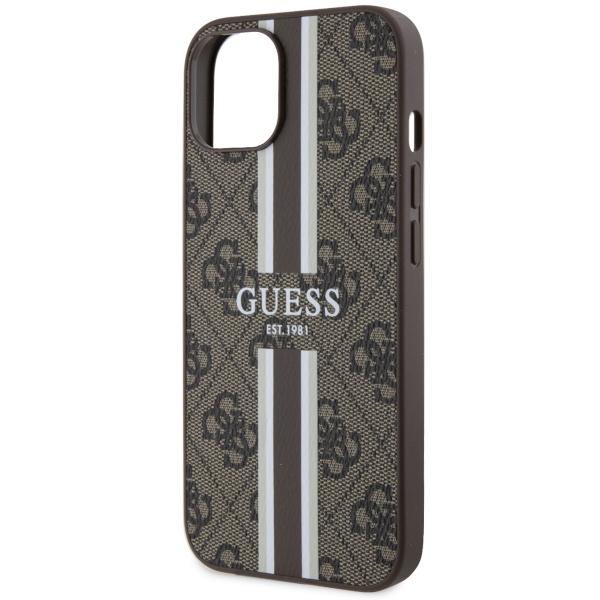 Etui do iPhone 14 Guess 4G Printed Stripes MagSafe Brązowy