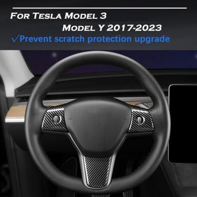 3 шт. Для 17-23 Tesla Model 3 Y Накладка на рулевое колесо из АБС-пластика с отделкой из углеродного волокна