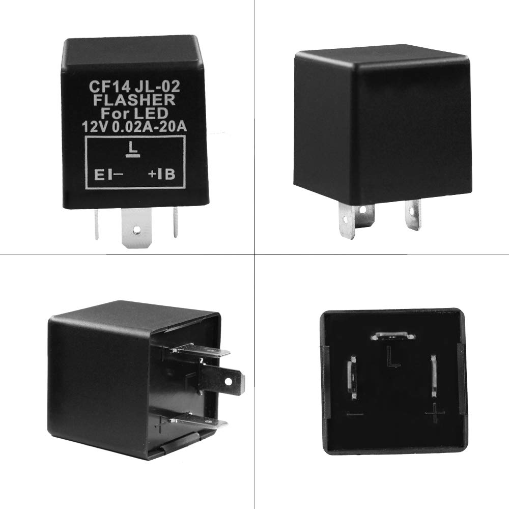 HUIQIAODS [3-контактный] Реле-вспышка для указателей поворота с защитой от перегорания, совместимое с галогенными и светодиодными лампами 150 Вт