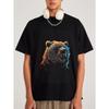 White T Shirt with Colorful Bear Head Print for Casual Wear