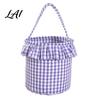 Festive Party Favor Holders Halloween Basket Plaid Ruffle Trick or Treat Candy Bucket with Handle Baskets for Kids Reusable Gingham Fabric