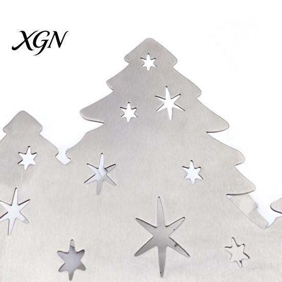 Festive Napkin Organizer Christmas Tree Holder, Stainless Steel Vertical Paper Towel Stand, Modern Metal Tray Decorative Dispenser for Holiday