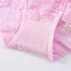 Lace Hollow Out Plus Fat Women's Mid Waist Triangle Pants Sexy Mesh Thin Breathable Cotton Underwear for Women