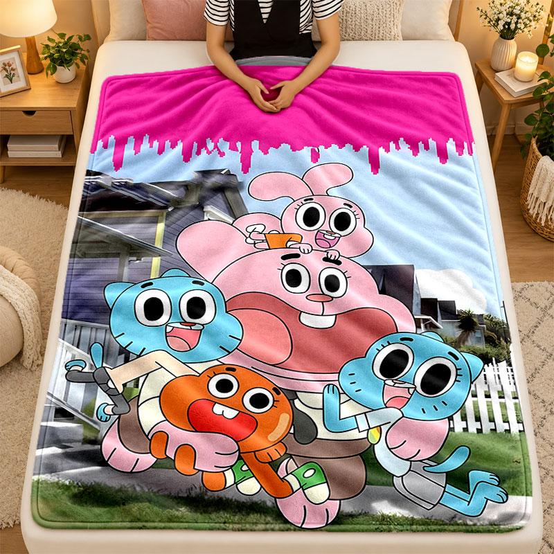 Flannel BlanketGumball Warm Soft Throw Blanket for Indoor Sofa Bed Living Room Use