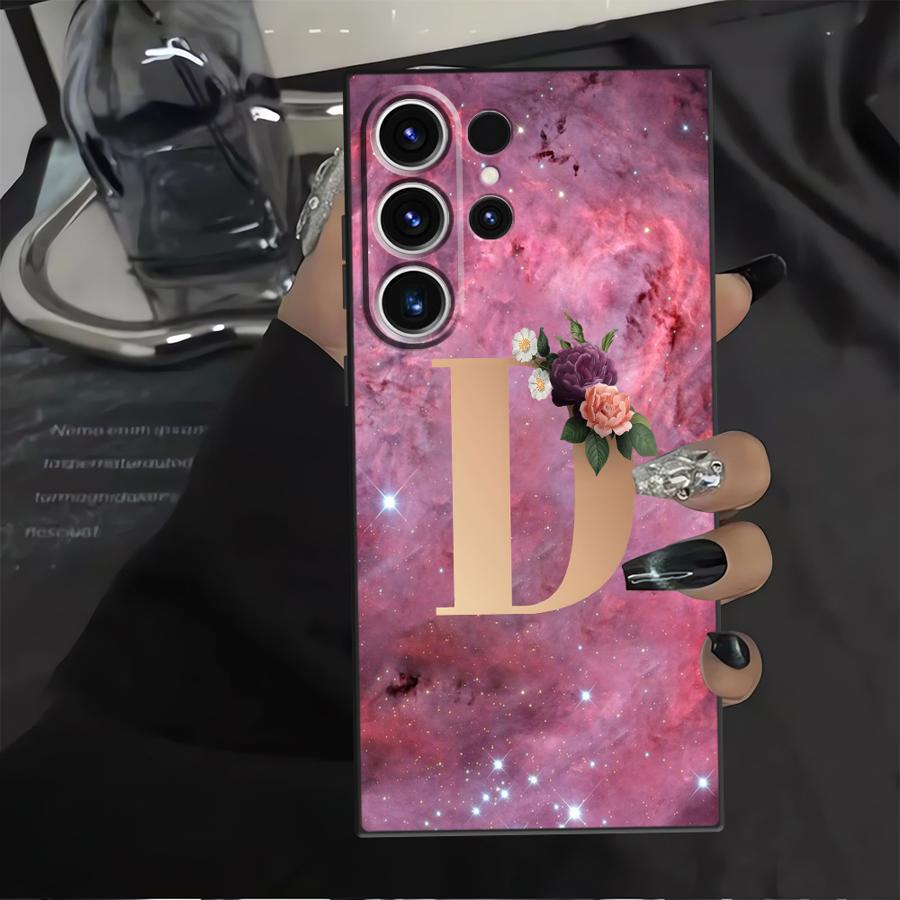 Цветок Название Буква C D Чехол для Samsung Galaxy S26 Ultra S10 S9 Note 20 8 9 10 S25 Plus S23 S24 S21 FE S20 Ultra Funda Телефон