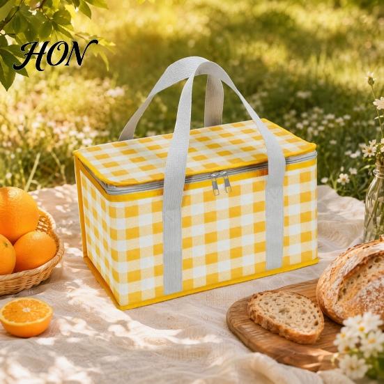 Camping Lunch Bag Insulated Picnic Bag, Foldable Thermal Basket for Outdoor, Heavy Aluminum Frame Duty Foil Cooler Food, Accessory
