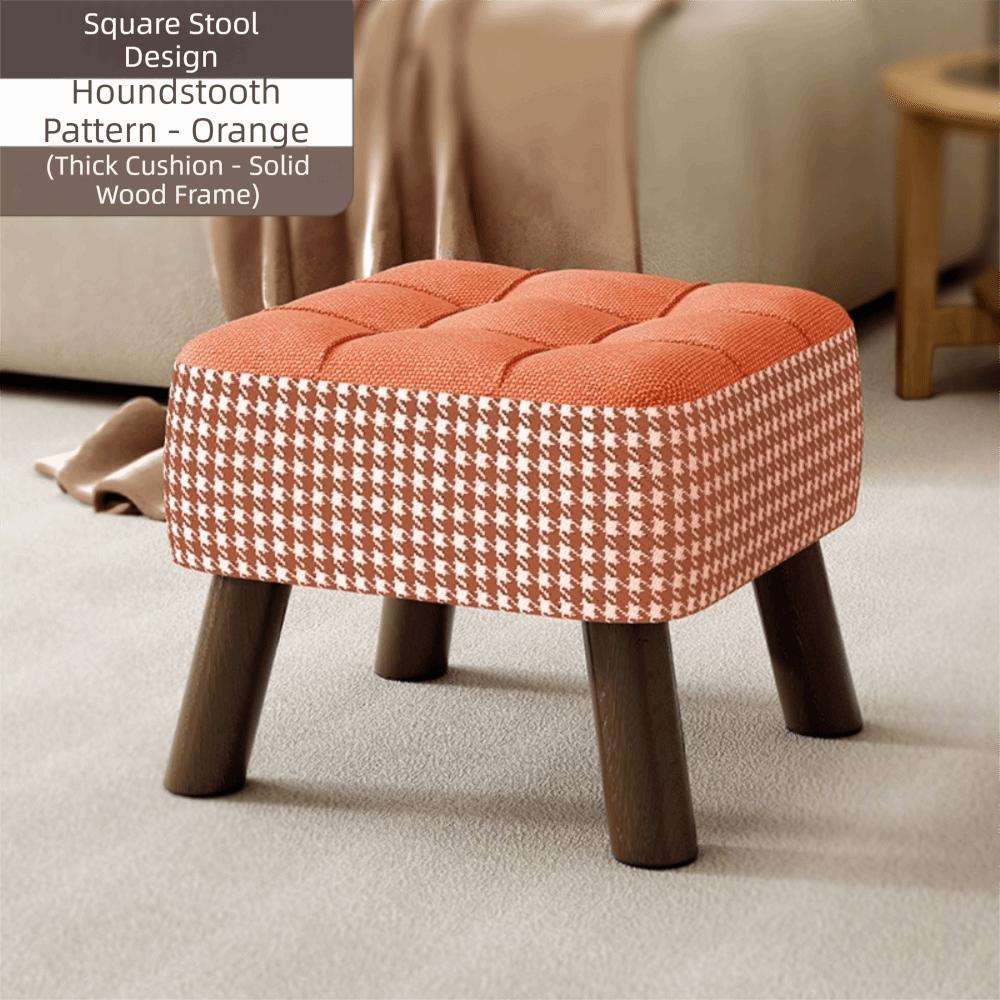 Soft Upholstered Seat Ottoman Compact Design Soft Pack Stool Shoe Changing Stool Living Room