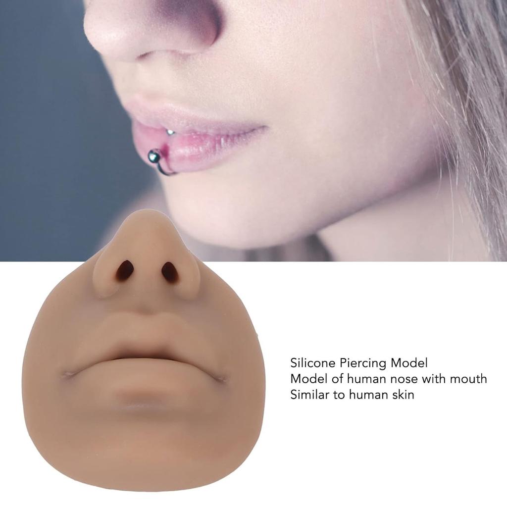 Силиконовая модель для пирсинга, Модель лица для пирсинга с ртом, Гибкая для салонного обучения, Практики пирсинга, Инструменты, Мягкая имитация модели носа, Многоразовая