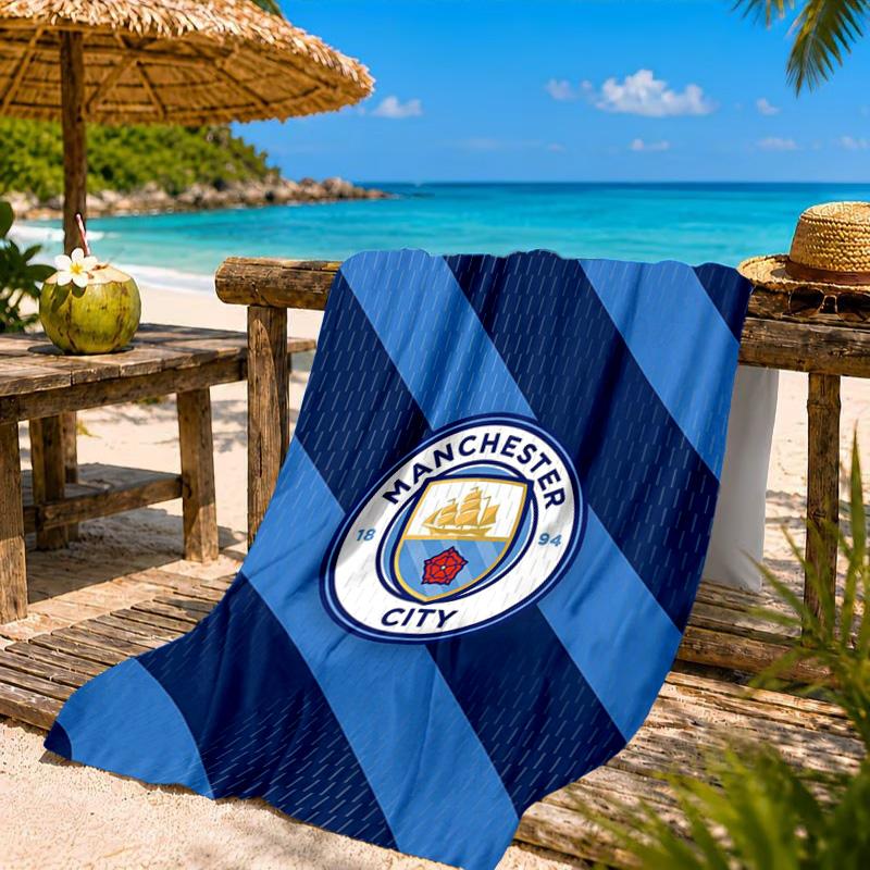 City Football Club Printed Microfiber Beach Towel, Soft And Absorbent, Quick-Dry, Ideal for Summer Travel, Beach Essential, Swimming Pool