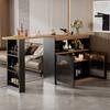 Standing Dining Table Spacious Desktop Coffee with 2 Doors Open Shelves Large Home Extendable Bare Capacity Strong Load-bearing Furniture Modern