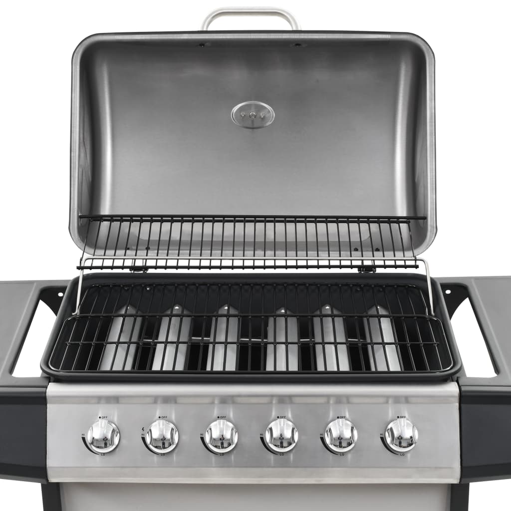 6 Burner Gas Grill Stainless Steel Silver
