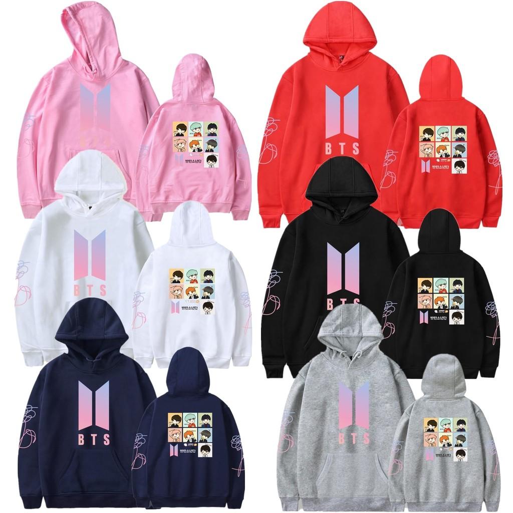 Bts Hoodie With Embroidered Graphic Cotton Fleece For Youth Casual Wear