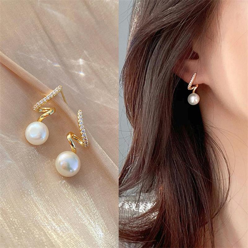1 пара минималистичных жемчужных сережек для женщин, темпераментные серьги-гвоздики с цветком, украшения для вечеринки и свадьбы