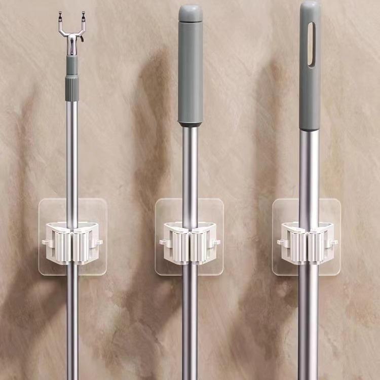 Настенный держатель для швабры и щетки без перфоратора для ванной комнаты и туалета