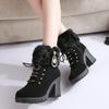 Suede Women Boots Winter Casual High Heels Shoes for Women New Short Plush High Platform Ankle Boots Versatile Short Botas Mujer