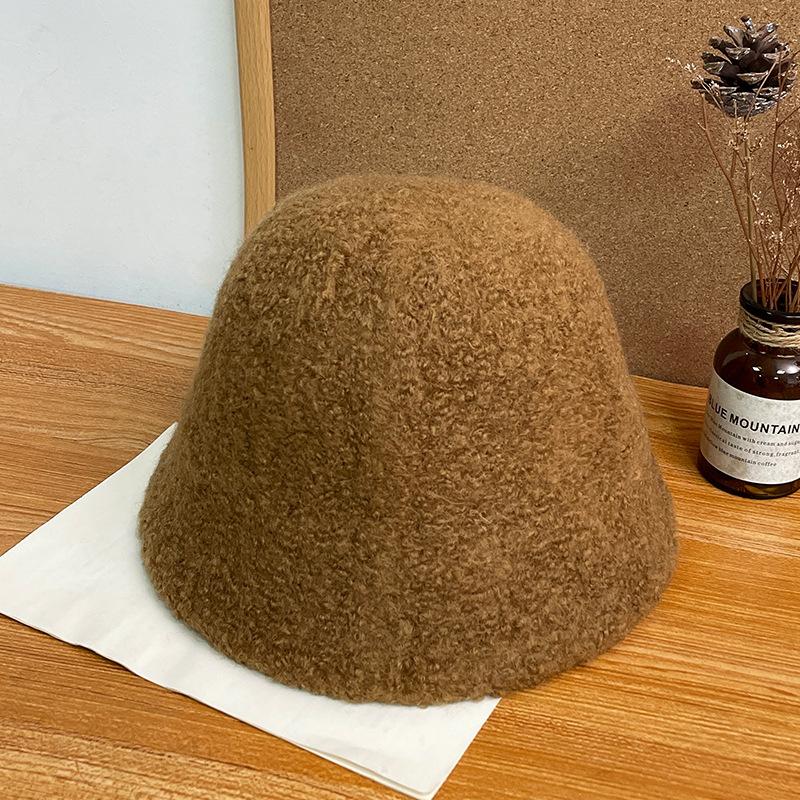 Autumn and Winter Warm and Ear Protecting Versatile Lamb Wool Fisherman Hat with Large Head and Basin Hat Face Covering Bucket Hat
