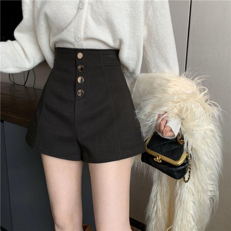 Shorts Women Korean Style Buttons Students Fashion Summer High Waist Wide Leg Shorts All-match Casual Elegant Ladies Vintage
