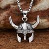 Vikings Mask Helmet Pendant Necklace Nordic Celtic Knot Necklaces For Men Vintage Amulet Jewelry Gift
